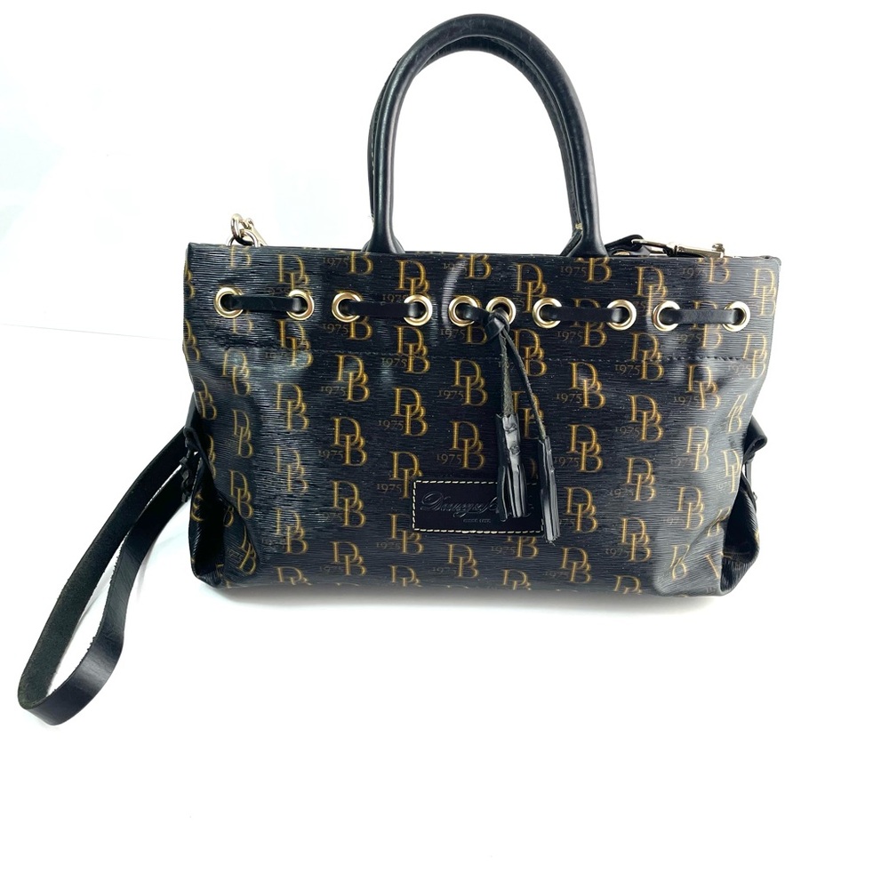 Dooney & Bourke Monogram 1975 Purse Hand Bag Black Magnetic Clasp
